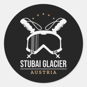 Sticker Rond Glacier de Stui Autriche Station de ski Ski vintag