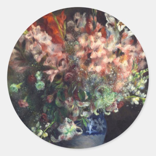 Sticker Rond Gladioli dans un vase par Auguste Renoir Art (Devant)