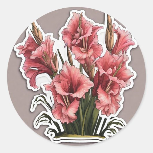 Sticker Rond Gladiolus gracieux : Élégance dans chaque pétale (Devant)