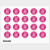 Sticker Rond Glam à Parties scintillant rose chaud personnalisé (Feuille)