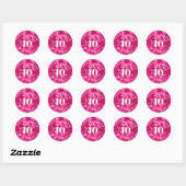 Sticker Rond Glam à Parties scintillant rose chaud Personnalisé (Feuille)