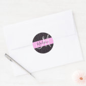 Sticker Rond Glam Black Metallic Rose Honeycomb Nom du monogram (Enveloppe)