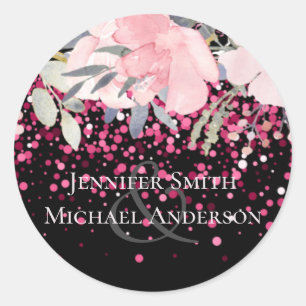 Sticker Rond Glam Blush rose Floral Moderne Mariage papeterie