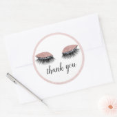 Sticker Rond Glam Blush Rose Gold Eyelashes Merci (Enveloppe)