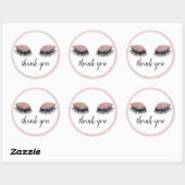 Sticker Rond Glam Blush Rose Gold Eyelashes Merci (Feuille)