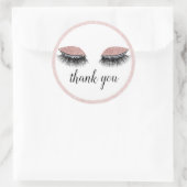 Sticker Rond Glam Blush Rose Gold Eyelashes Merci (Sac)