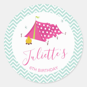 Sticker Rond Glam Camp Makeover Girls Anniversaire Enveloppe Sc