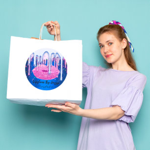 Sticker Rond Glam d'emballage de la goutte d'eau rose de maquil