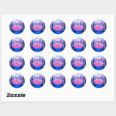 Sticker Rond Glam d'emballage de maquillage rose bleu lipgloss (Feuille)