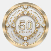 Sticker Rond Glam Diamond & Gold Frame 50e anniversaire de Mari (Devant)