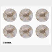 Sticker Rond Glam en marbre doré moderne chic Monogramme initia (Feuille)