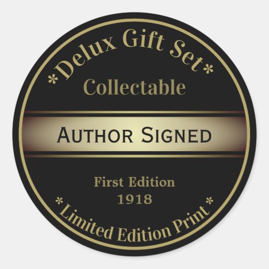 Sticker Rond Glam en or noir signé (Devant)