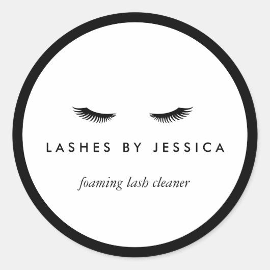 Sticker Rond Glam Eyelashes Classique Noir et Blanc (Devant)