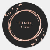 Sticker Rond Glam Faux Rose Gold Regardez en noir (Devant)