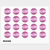 Sticker Rond Glam Fuchsia Metallic rose Honeycomb Nom (Feuille)