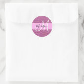 Sticker Rond Glam Fuchsia Metallic rose Honeycomb Nom (Sac)