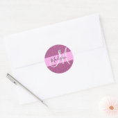 Sticker Rond Glam Fuchsia Metallic rose Honeycomb Nom (Enveloppe)