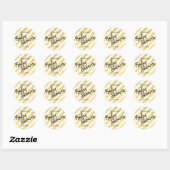 Sticker Rond Glam Gold et White Stripes Baby shower (Feuille)