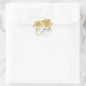 Sticker Rond Glam Gold Palm Tree Beach Mariage Amour et Merci (Sac)