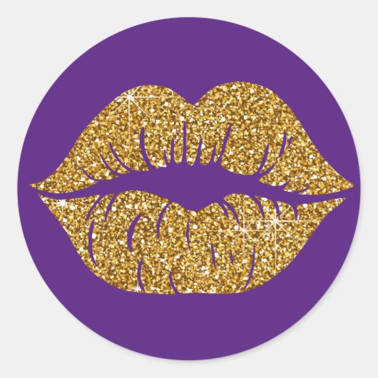 Sticker Rond Glam Gold Parties scintillant Lips tendance Sparkl (Devant)