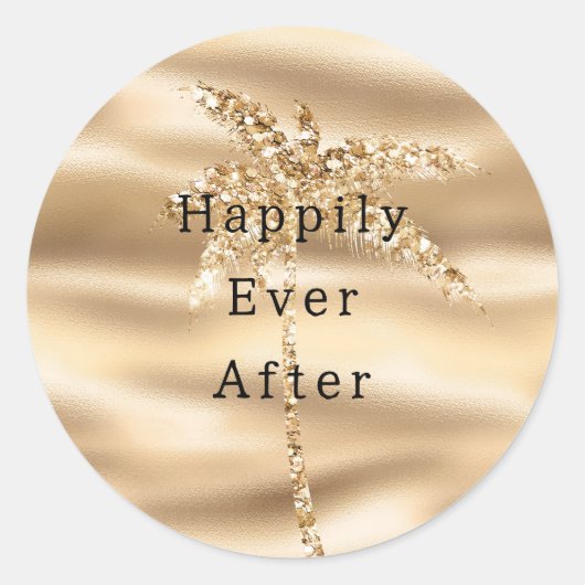 Sticker Rond Glam Gold Parties scintillant Palm Tree (Devant)