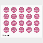 Sticker Rond Glam Joyeux Anniversaire blanc violet Parties scin (Feuille)