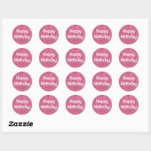 Sticker Rond Glam Joyeux Anniversaire blanc violet Parties scin (Feuille)