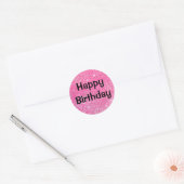 Sticker Rond Glam Joyeux Anniversaire noir rose chaud Parties s (Enveloppe)