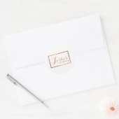 Sticker Rond Glam Lashes Script Texte Rose Or encadré (Enveloppe)