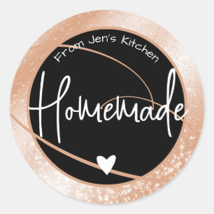 Sticker Rond Glam Luxe Parties scintillant Étincelle Peach Coeu