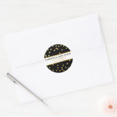 Sticker Rond GLAM MODERNE CONFETTI poka dot faux or noir (Enveloppe)