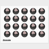 Sticker Rond Glam moderne rose et noir Floral Chic Favoriser (Feuille)
