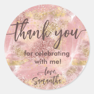 Sticker Rond Glam Parti Spa Faux Parties scintillant Merci Favo