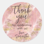 Sticker Rond Glam Parti Spa Faux Parties scintillant Merci Favo (Devant)