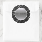 Sticker Rond Glam Parties scintillant argent et noir Elégant ma (Sac)