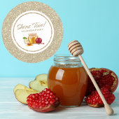 Sticker Rond Glam Parties scintillant blanche et or Juif Rosh H