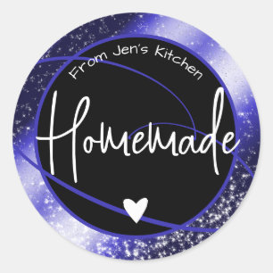 Sticker Rond Glam Parties scintillant de luxe étincelle Bleu co