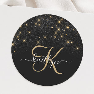 Sticker Rond Glam Parties scintillant or diamant étincelle Élég