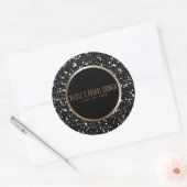 Sticker Rond Glam Parties scintillant or et noir Elégant mariag (Enveloppe)