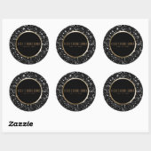 Sticker Rond Glam Parties scintillant or et noir Elégant mariag (Feuille)