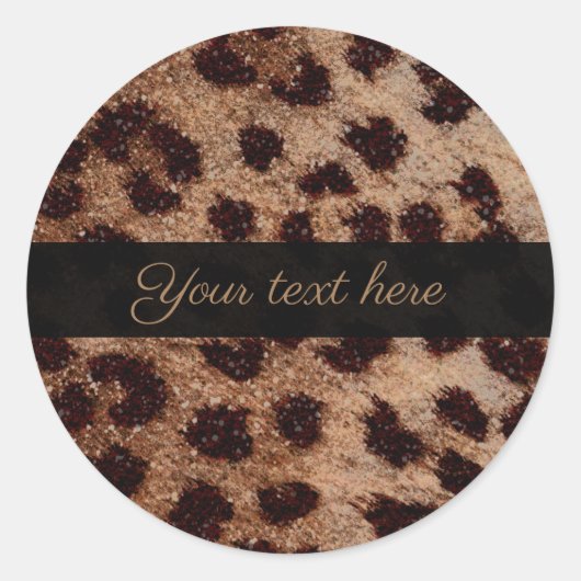 Sticker Rond Glam Parties scintillant Sparkle Sparkly Cheetah E (Devant)