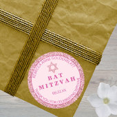Sticker Rond Glam Pink Merci Chic Parti Bat mitzvah