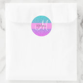 Sticker Rond Glam Purple Aqua Parties scintillant étincelante M (Sac)