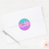 Sticker Rond Glam Purple Aqua Parties scintillant étincelante M (Enveloppe)