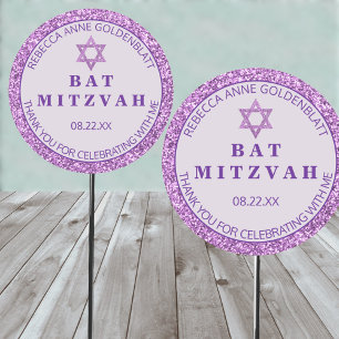 Sticker Rond Glam Purple Merci Chic Parti Bat mitzvah