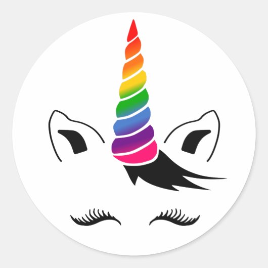 Sticker Rond Glam Rainbow Unicorn (Devant)