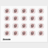 Sticker Rond Glam Rose Gold Crâne Marbre Rose Fête (Feuille)