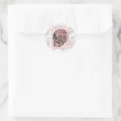 Sticker Rond Glam Rose Gold Crâne Marbre Rose Fête (Sac)
