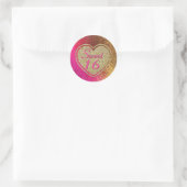 Sticker Rond Glam Rose & Gold Sweet 16 Anniversaire (Sac)
