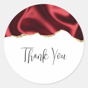 Sticker Rond Glam rouge foncé Satin foncé abstrait Merci de con